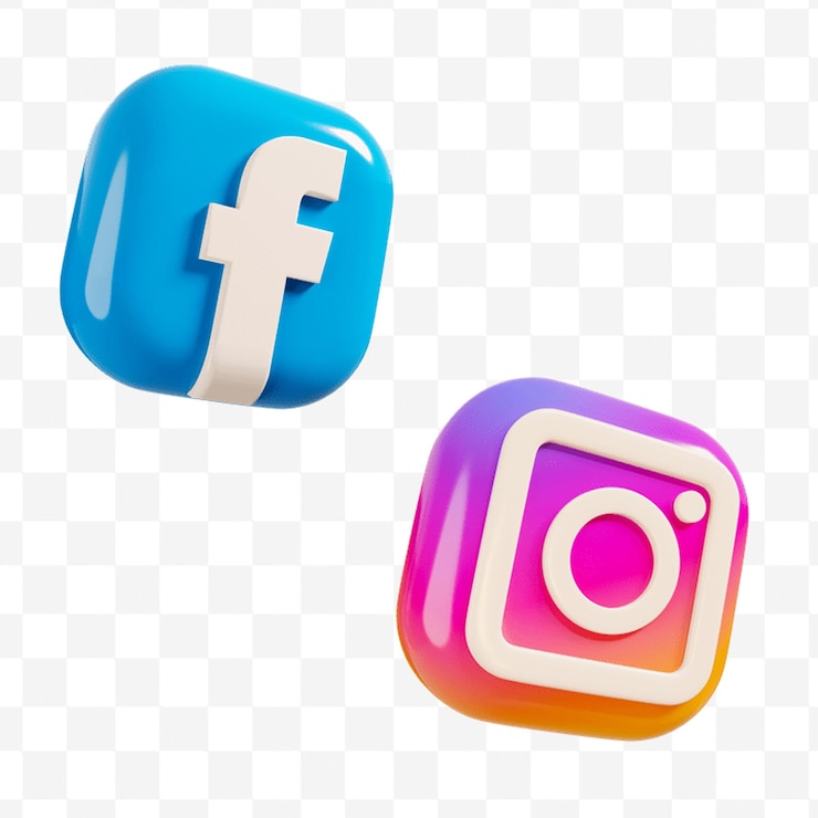 PSD ícone 3d do instagram do facebook