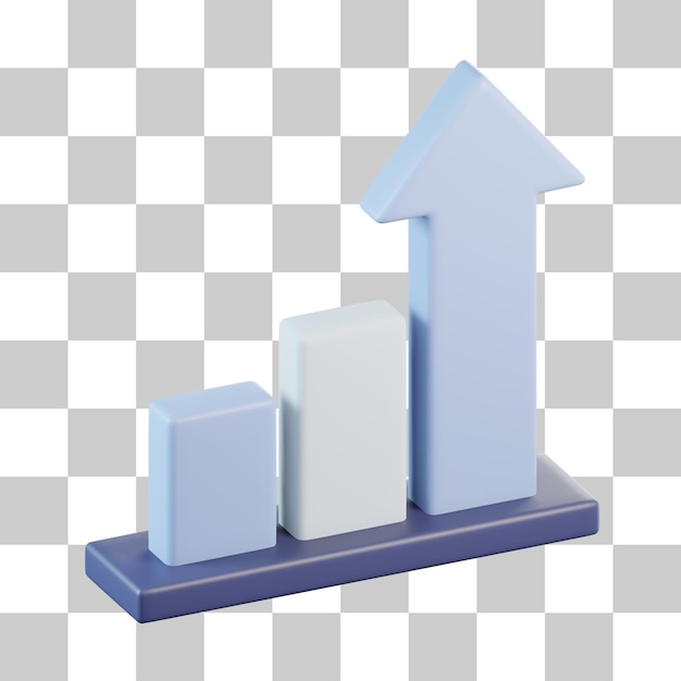 Ícone 3d do investimento em crescimento do gráfico