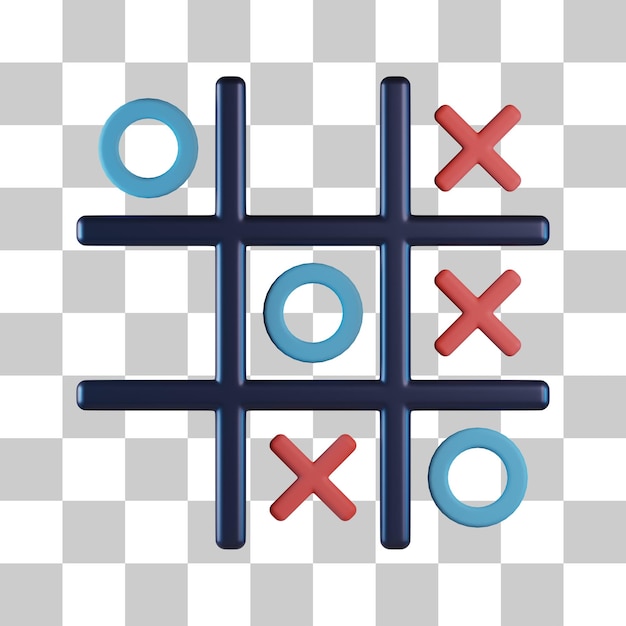 Jogo de tabuleiro tic tac toe ícone 3d