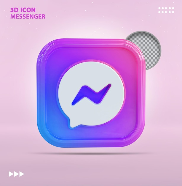Ícone 3d do mensageiro nas mídias sociais