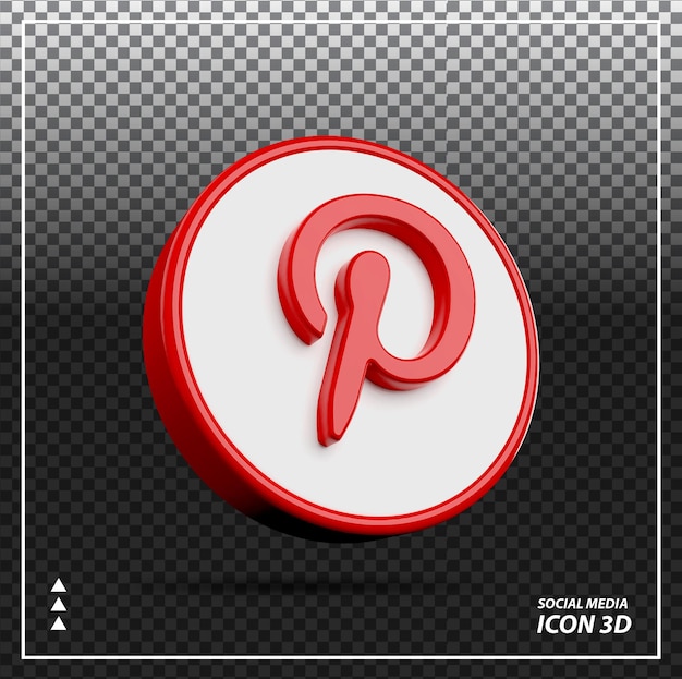 PSD Ícone 3d do pinterest nas mídias sociais