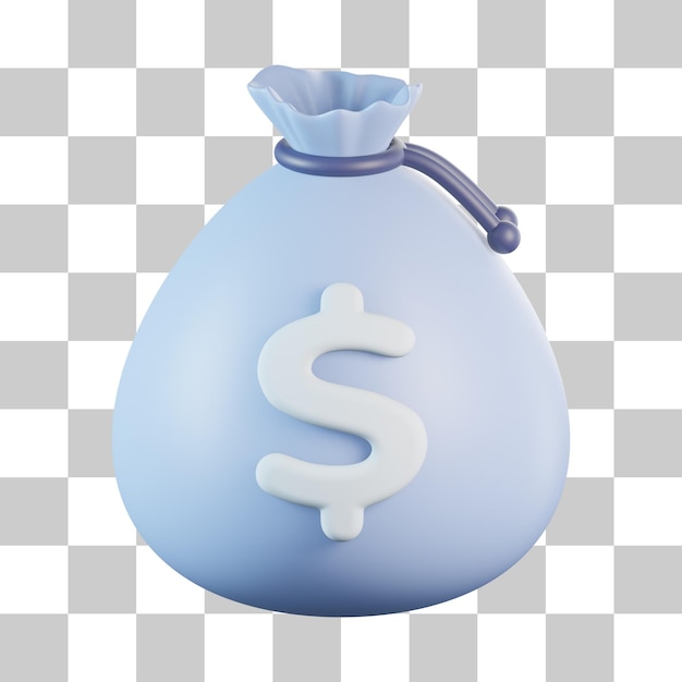Ícone 3d do saco de dinheiro fresco