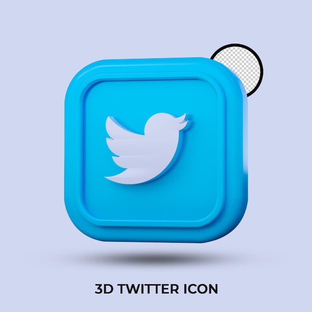 Ícone 3d do twitter isolado