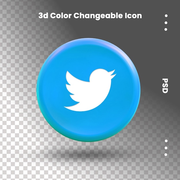PSD Ícone 3d do twitter para design de interface do usuário