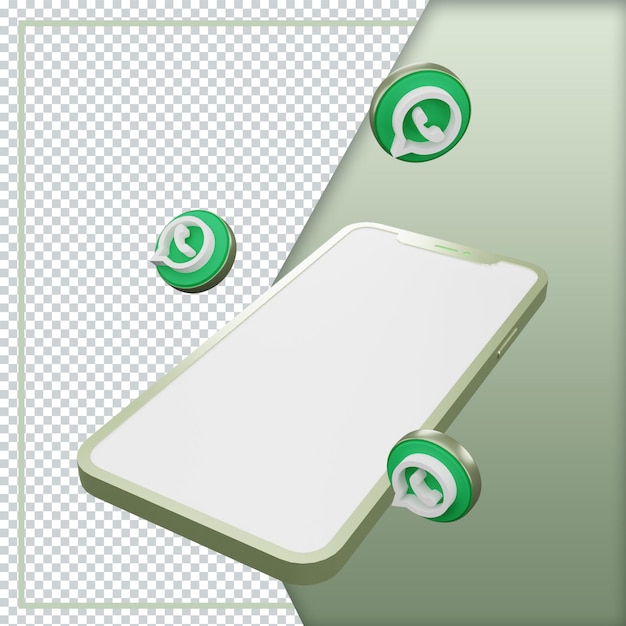 Ícone 3d do whatsapp na maquete do celular