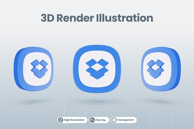 Icône 3d Dropbox Logo De Médias Sociaux Rendu Isolé