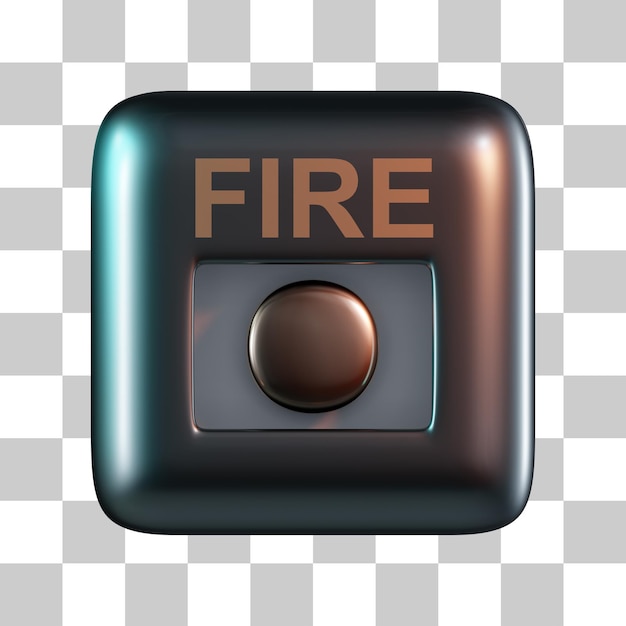 PSD icône 3d du bouton de feu