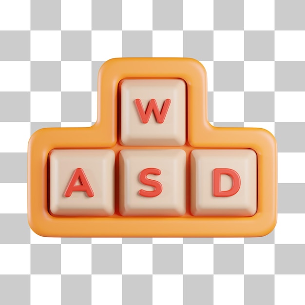 Icône 3D du bouton WASD
