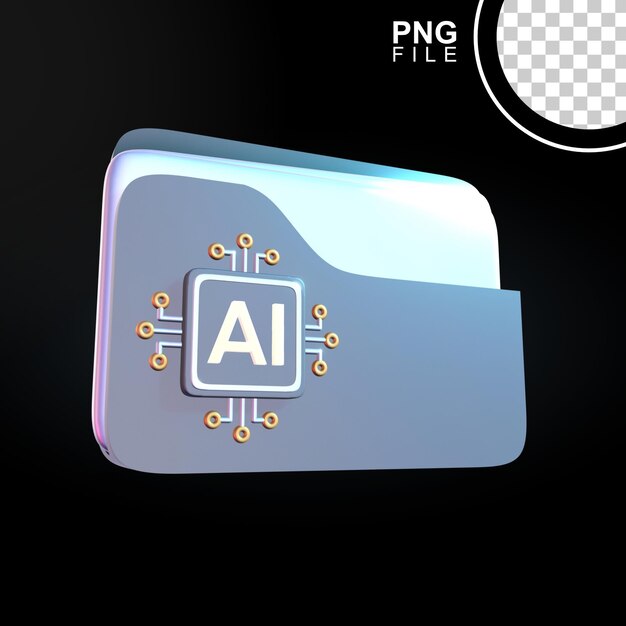 Icône 3D du dossier d'intelligence artificielle