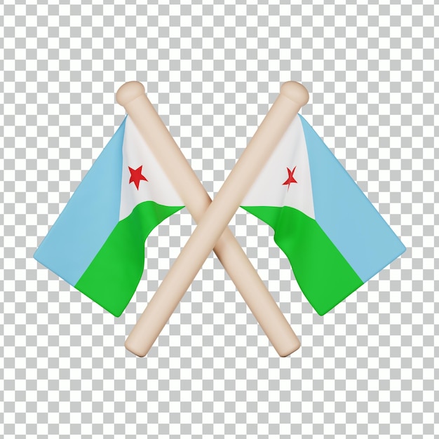 PSD icône 3d du drapeau djiboutien