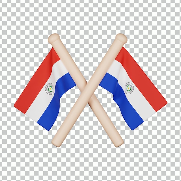 PSD icône 3d du drapeau du paraguay