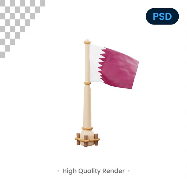 Icône 3d Du Drapeau Du Qatar