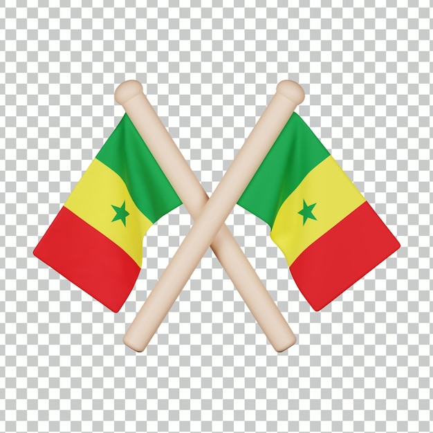 Icône 3d Du Drapeau Du Sénégal