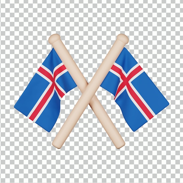 PSD icône 3d du drapeau de l'islande