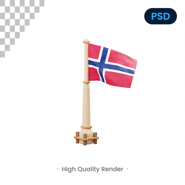 Icône 3d Du Drapeau De La Norvège