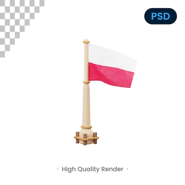 Icône 3d Du Drapeau De La Pologne