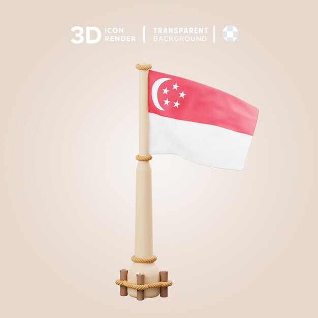 PSD icône 3d du drapeau de singapour illustration