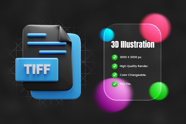 Icône 3d Du Fichier Tiff Ou Illustration De L'icône 3d Du Fichier Tiff