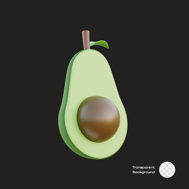 PSD icône 3d du fruit de l'avocat