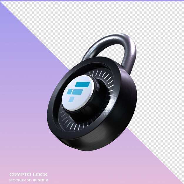 PSD icône 3d du jeton ftx ftt de verrouillage cryptographique