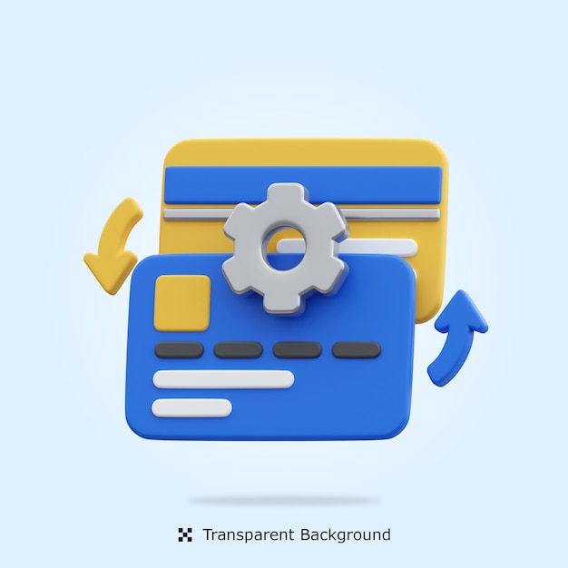 Icône 3d Du Processus De Paiement Par Carte Psd
