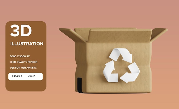 Icône 3D du recyclage du carton