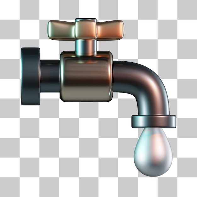 PSD icône 3d du robinet d'eau