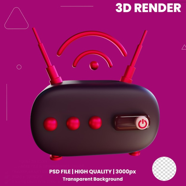 PSD icône 3d du routeur sans fil