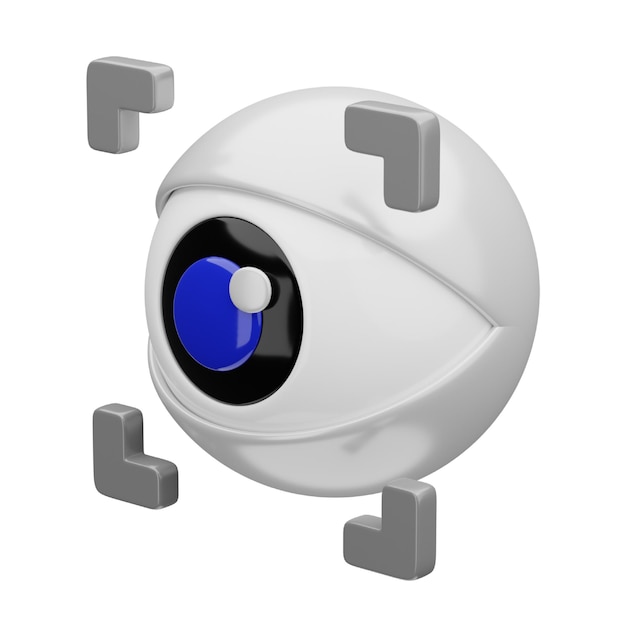 PSD icône 3d du scanner oculaire pour l'intelligence artificielle