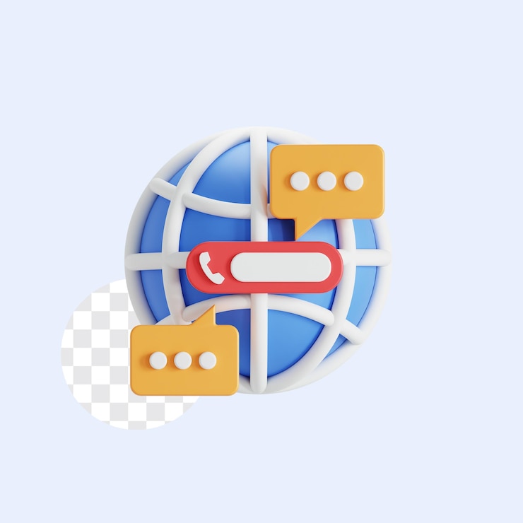 PSD icône 3d du service à la clientèle mondiale