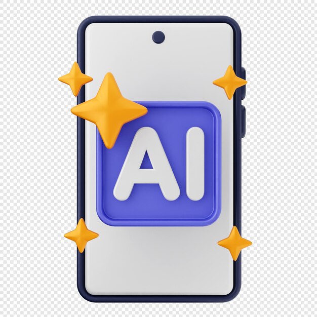 L'icône 3D du smartphone est l'intelligence artificielle.