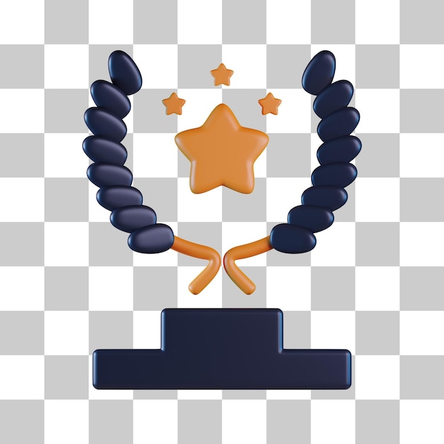 PSD icône 3d du trophée de réussite