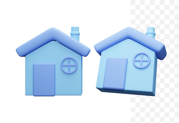 PSD Ícone 3d em casa com cor azul