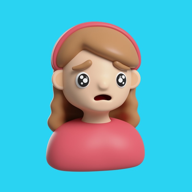 PSD icône 3d d'emoji d'avatar de fille