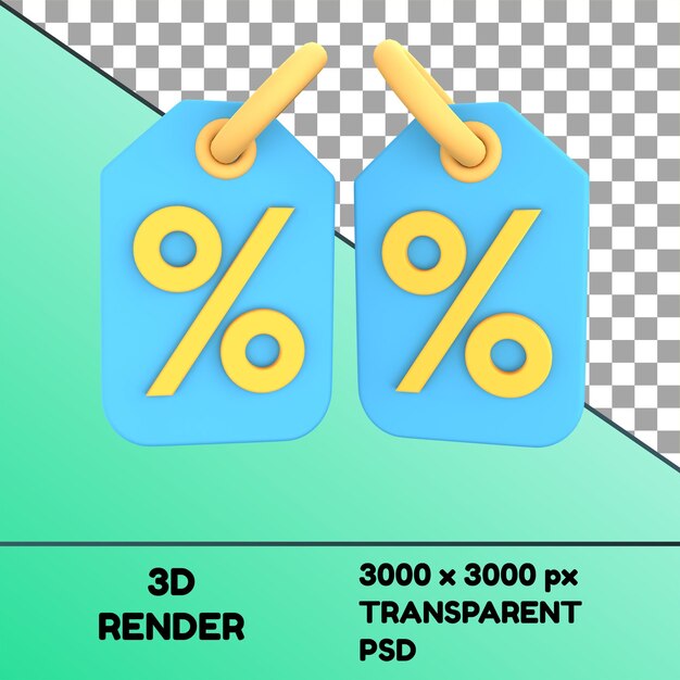 PSD icône 3d d'étiquette de remise psd e commerce