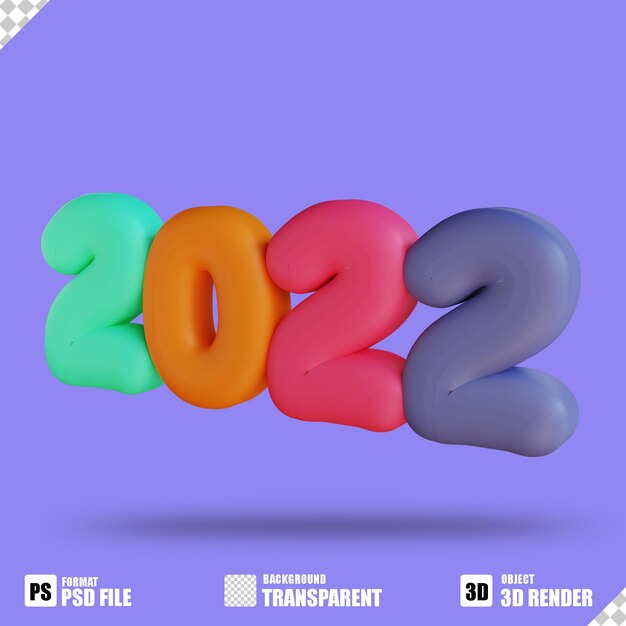 Ícone 3D feliz ano novo 2022 2