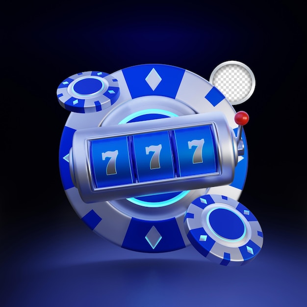 Une icône 3D de la fente avec des jetons de casino