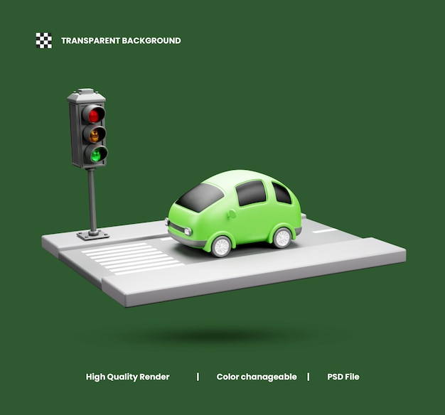 Icône 3D de feux de signalisation routière ou illustration 3D de feux de signalisation routière urbaine
