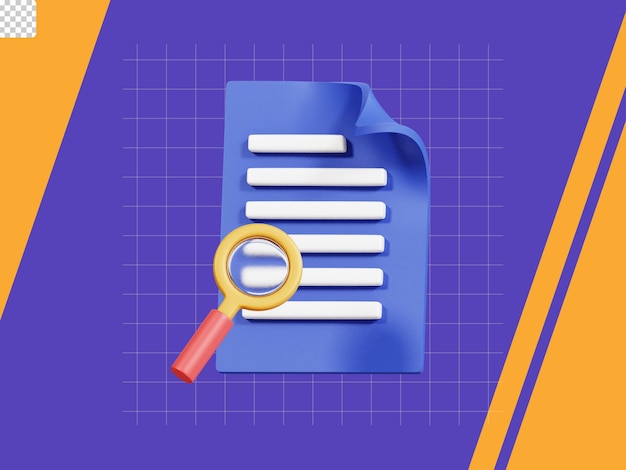 Icône 3d de fichier de recherche