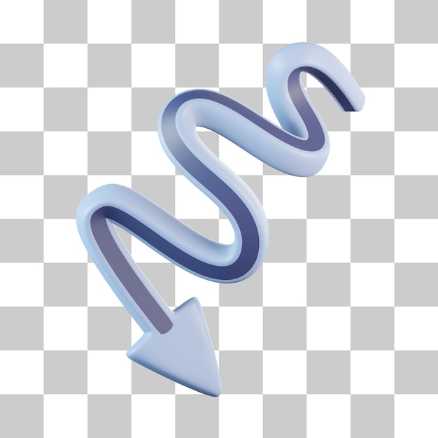 PSD icône 3d flèche diagonale en zigzag