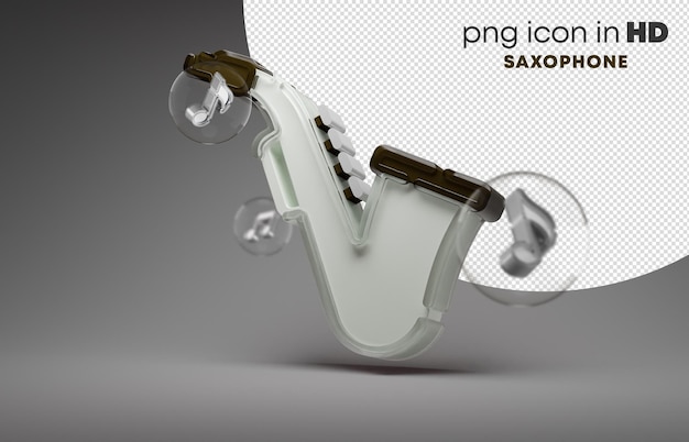 Icône 3d Avec Fond Transparent - Saxophone (gauche)