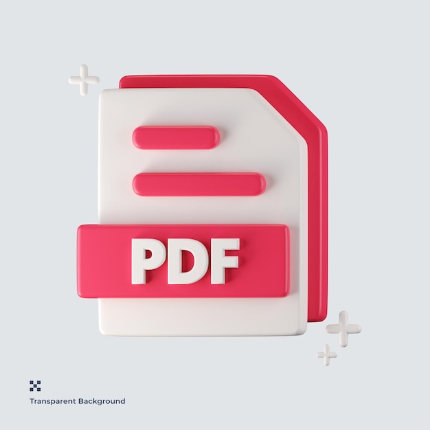 PSD icône 3d de format de fichier pdf