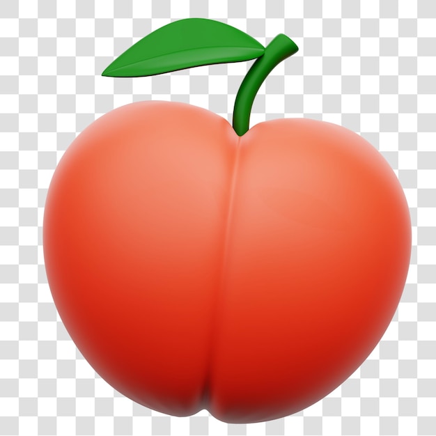 Icône 3D de fruits de pêche rendant un arrière-plan transparent isolé
