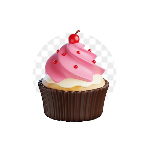 Icône 3D de gâteaux au chocolat blanc à la cerise