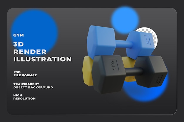 icône 3d gym haltère premium psd