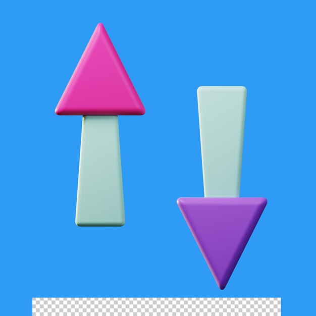Icône 3D en haut et en bas