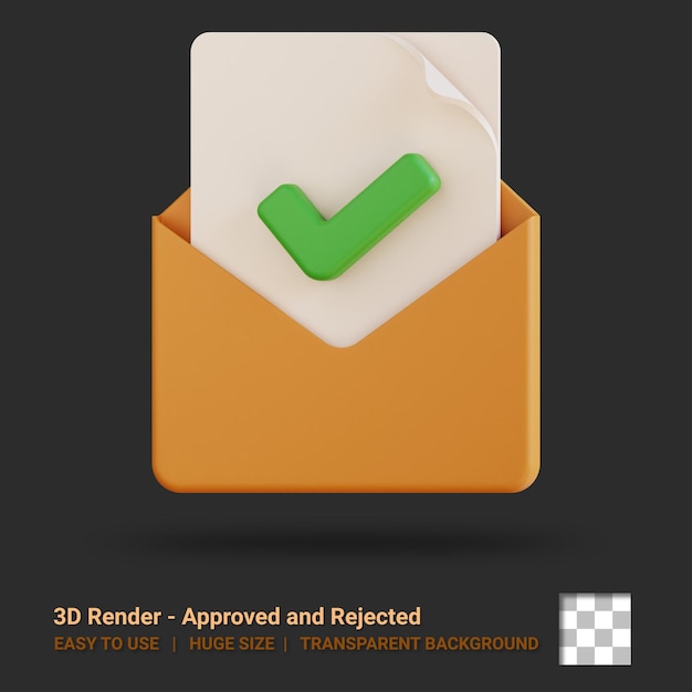 PSD icône 3d illustration approuvée avec fond transparent