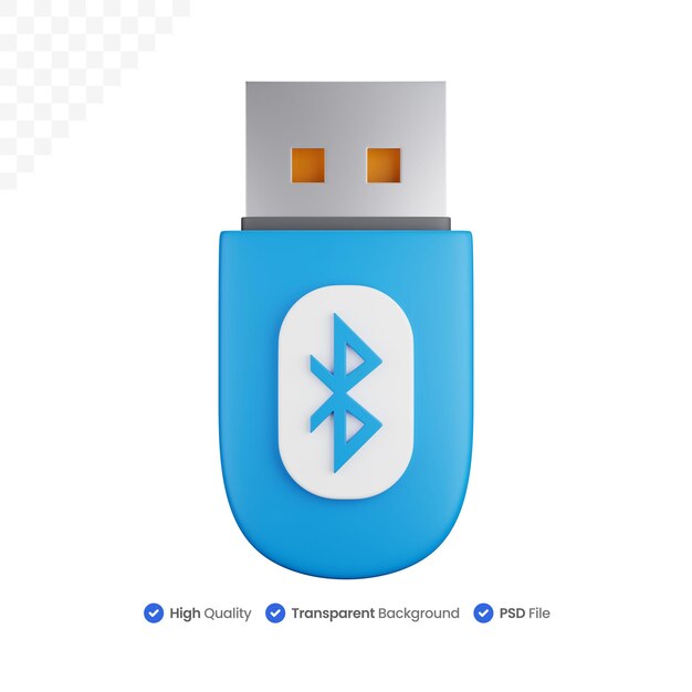 PSD icône 3d illustration clé usb bluetooth