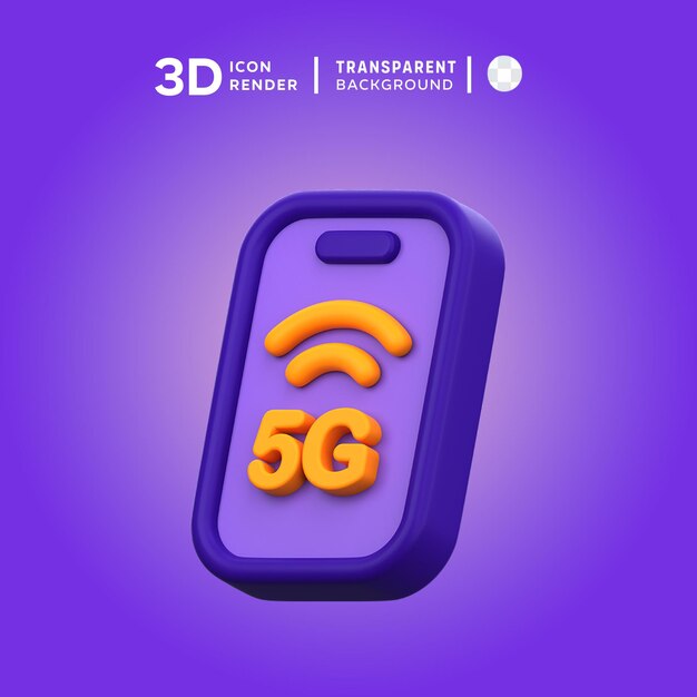 PSD icône 3d d'une illustration mobile 5g