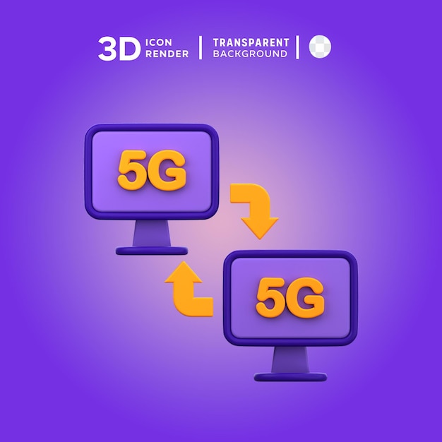 PSD icône 3d illustration de synchronisation 5g